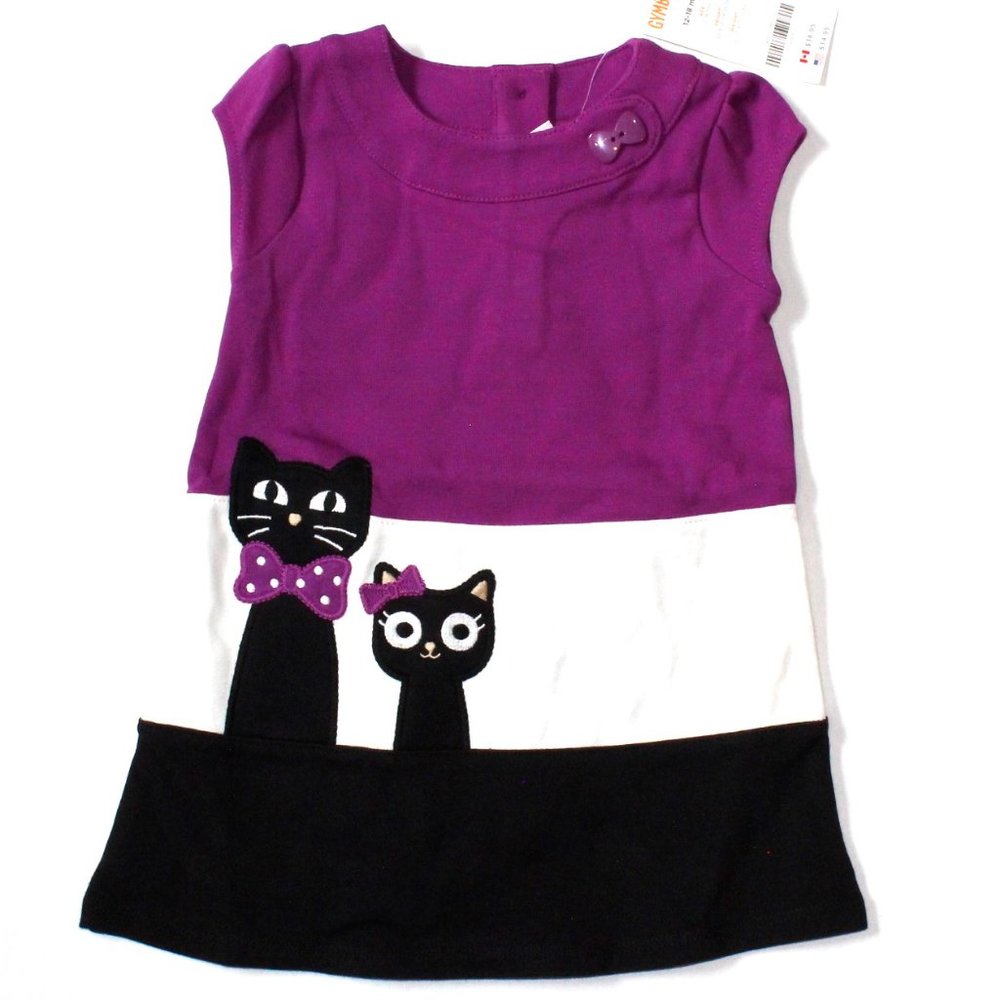 NWT Gymboree 12-18M dress Purrfectly Fabulous colorblock black cats